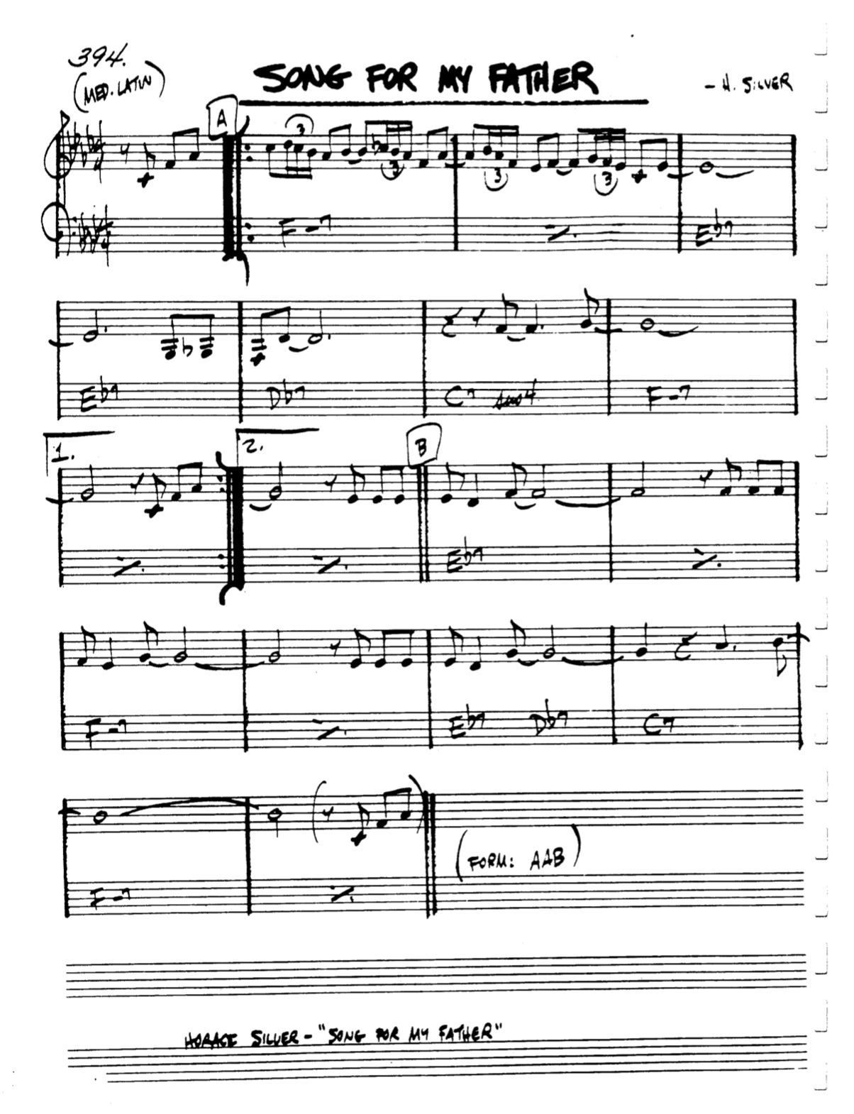 Song For My father Lead Sheet