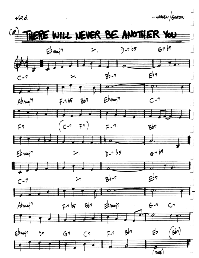 There Will Never Be Another You Lead Sheet