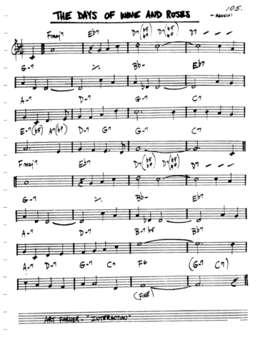 Days of Wine And Roses Lead Sheet (PDF) by Henry Mancini | Minedit