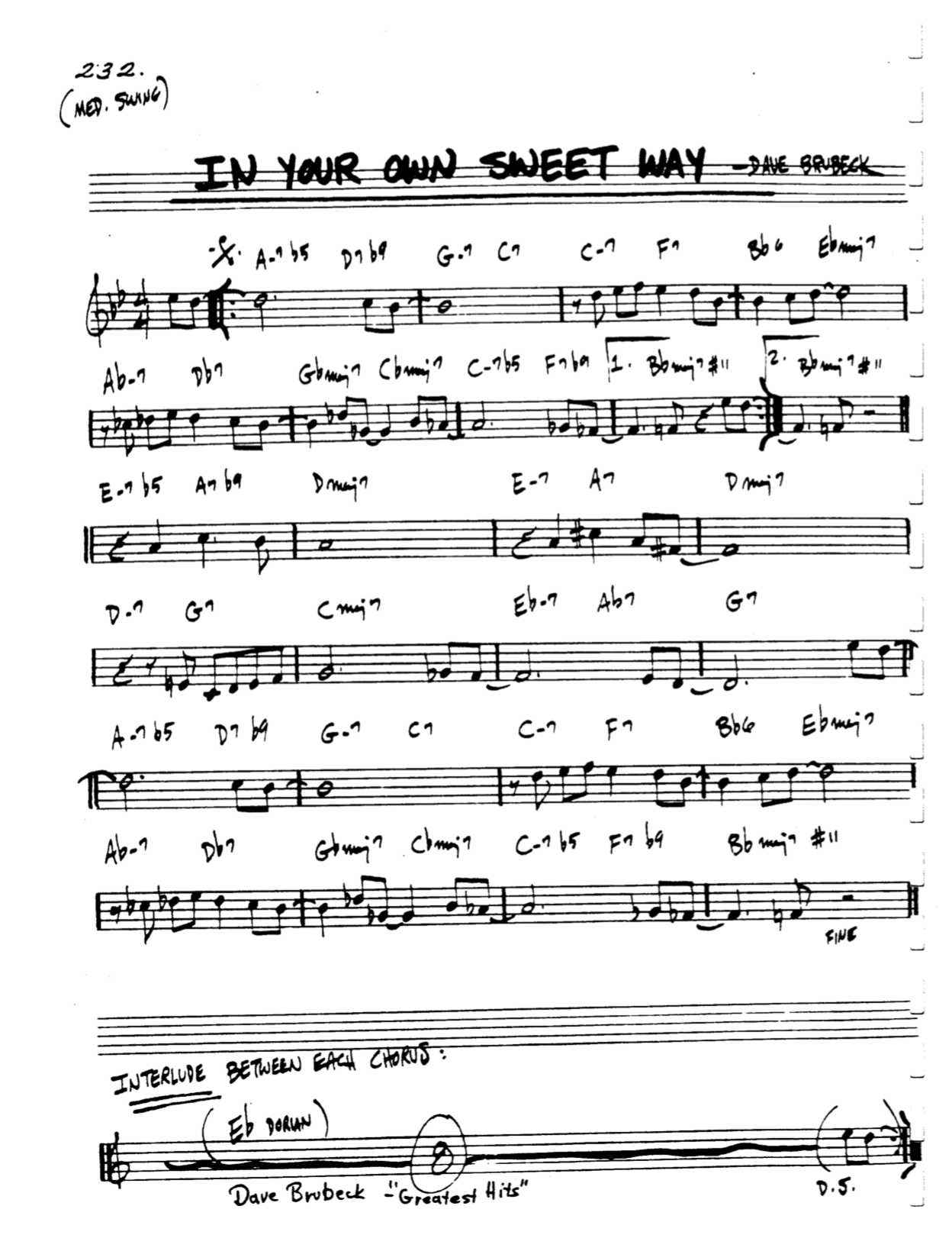 In Your Own Sweet Way Lead Sheet