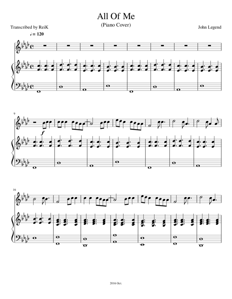 All Of Me Piano sheet Music