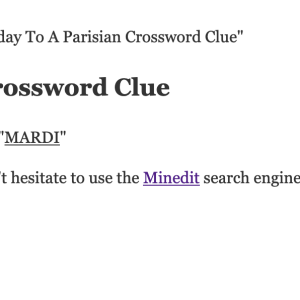 Tuesday To A Parisian Crossword Clue