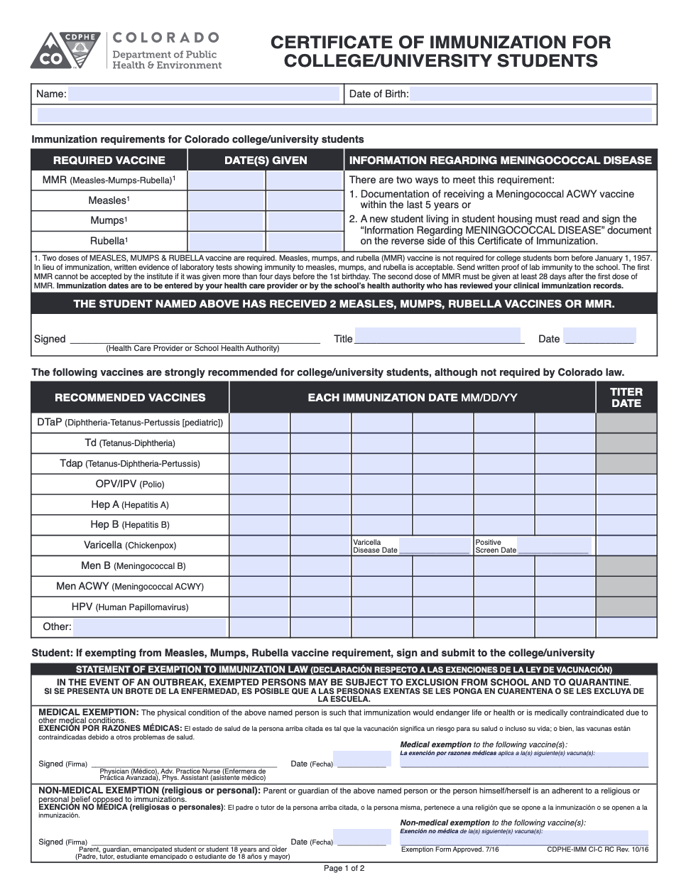 Vaccination Certificate Format PDF