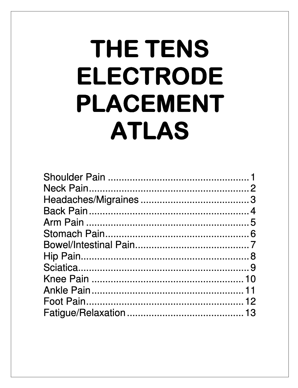 Tens Electrode Placement Chart PDF