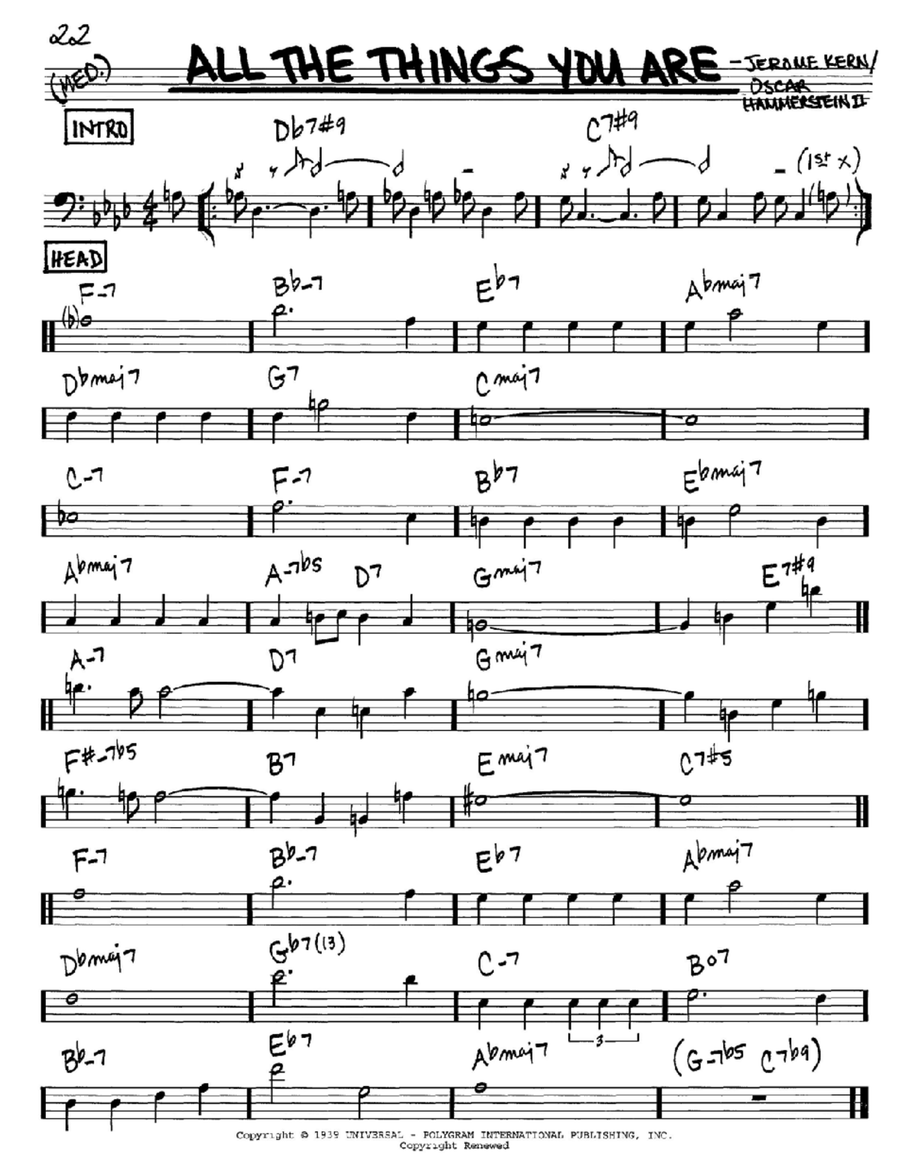 All The Things You Are Lead Sheet
