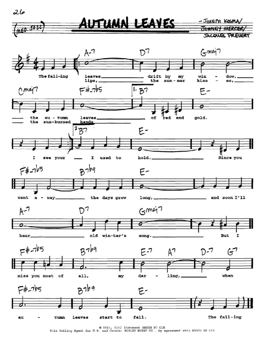 Autumn Leaves Lead Sheet